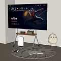 Large Screen Smart TV Showing Spider Man With Streaming Apps And Entertainment Setup 3d model