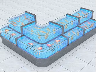 Modern Seafood Pond 3d model