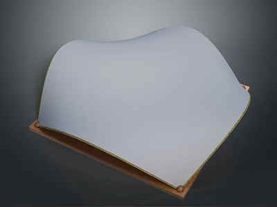 White Irregular Shaped Panel With Brown Wooden Frame And Smooth Surface 3d model