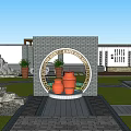 Traditional Garden Landscape With Stone Paving Winding Pathway Water Feature Green Lawn And Wooden Deck