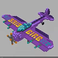 Pixel Art Purple Airplane with Yellow and Blue Details Numbers 9919 and Letters BIRB