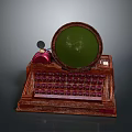 Vintage Typewriter As Daily Living Essential With Red Keys Wooden Body And Green Screen Design