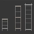 Wooden and Metal Storage Shelves with Multi Tier Design and Ladder Style Structure