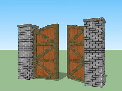 Modern Gate Wooden Door 3d model Modern Gate Wooden Door 3d model