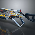 Futuristic Weapon With Yellow White And Gray Mechanical Design And Detailed Buttons