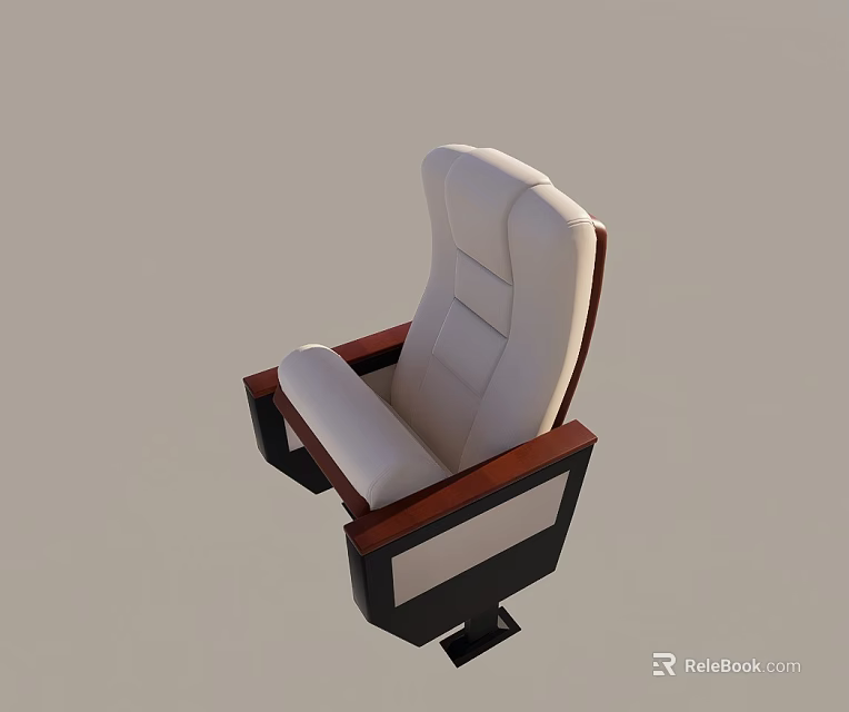 Modern White Upholstered Armchair With Wooden Armrests And Black Base 3d model 