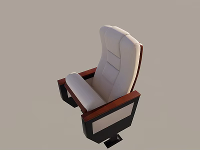 Modern White Upholstered Armchair With Wooden Armrests And Black Base 3d model