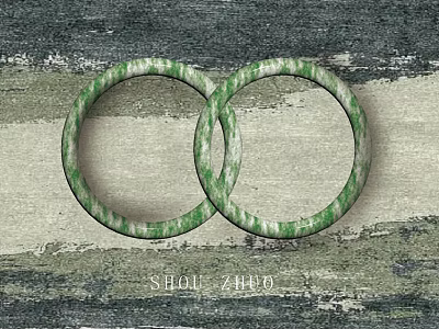 Two Green And White Marbled Hoop Bracelets For Stylish Jewelry Accessory 3d model