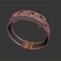 Silver Ornate Bracelet With Gold Accents Circular Holes And Clasp