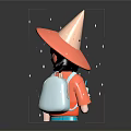 Cartoon Girl With Orange Slice Hat Holding Drink And White Backpack With Sparkles