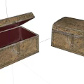 Vintage Style Decorative Ornament Set With Carved Open Box And Red Lining
