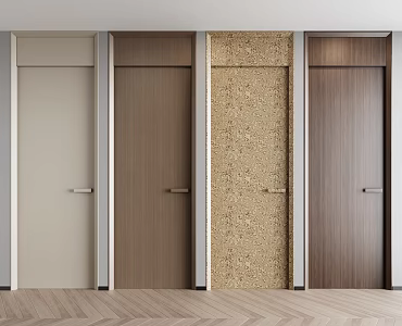 Modern swing door single door wooden door 3d model
