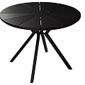 Modern Black Round Coffee Table With Radial Slat Top And Sturdy Sleek Metal Legs