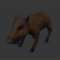 Wild Boar 3D Model With Brown Fur And Sharp Tusks In Standing Posture
