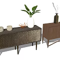 Modern Entryway Interior With Console Table Side Cabinet And Decorative Greenery Vases 3d model
