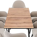 Modern Table and Chairs with Light Gray Quilted Velvet Chairs Wooden Tabletop and Black Legs