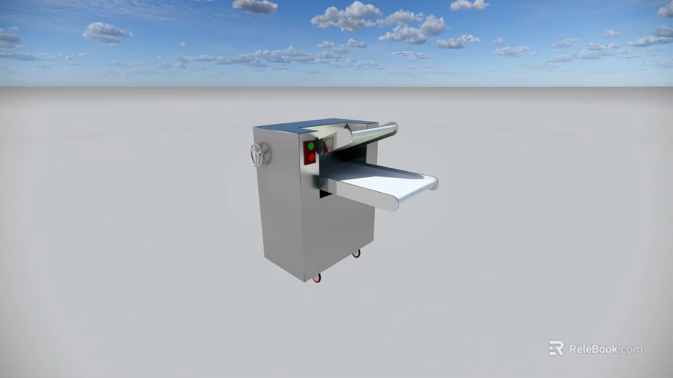 Commercial Kitchen Stainless Steel Dough Flattener With Control Panel And Wheels 3d model 
