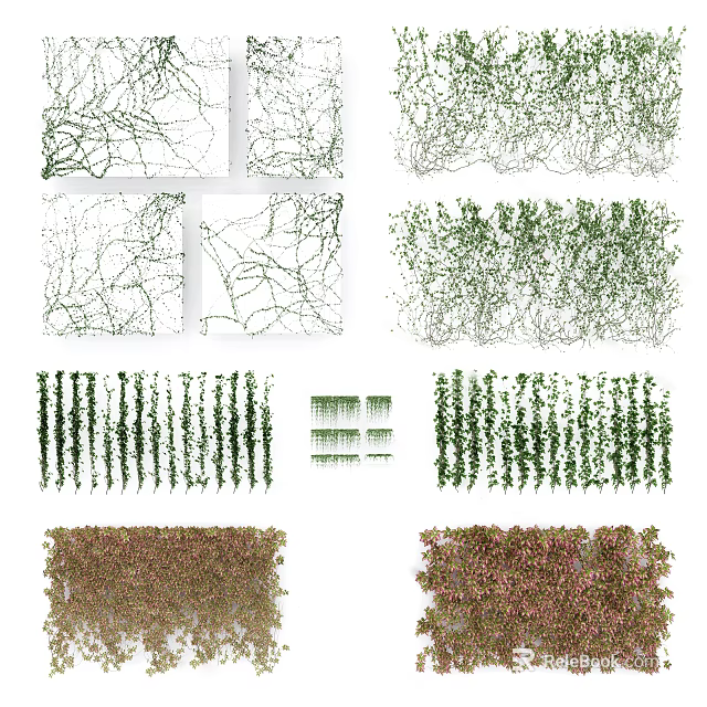 Various Decorative Vines in Different Forms for Wall Covering and Interior Decoration 3d model
