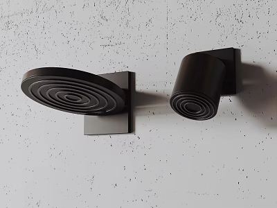 Modern Black Wall Mounted Shower Head With Spiral Pattern Design Fixture 3d model