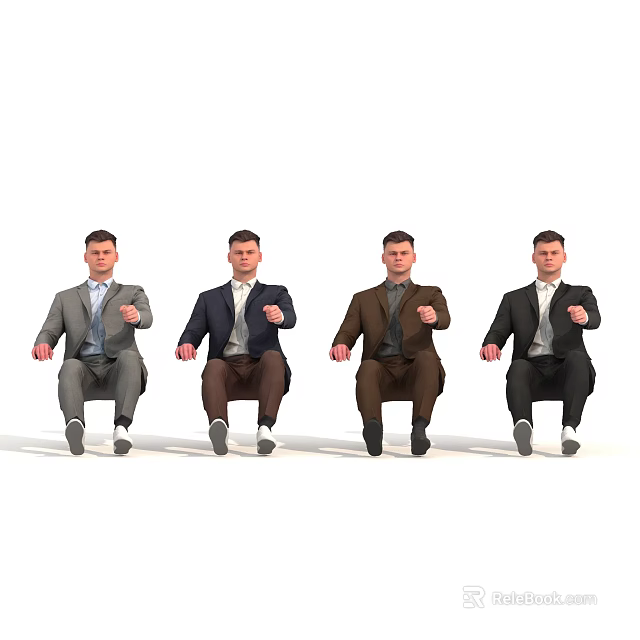 Men Sitting In Formal Suits With Different Colors And Professional Attire 3d model 