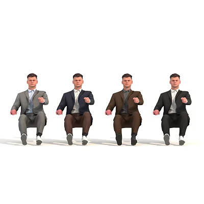 Men Sitting In Formal Suits With Different Colors And Professional Attire 3d model