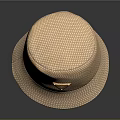 Stylish Beige Woven Bucket Hat With Triangular Logo And Lightweight Design