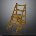 Orange Wooden Step Ladder Chair With Four Steps And Stable Design For Home Use