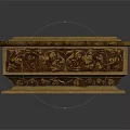 Ornate Dark Brown Decorative Box With Intricate Carved Patterns And Gold Accents