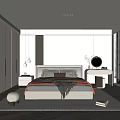 Modern Bedroom Interior With Large Bed Built in Wardrobe Dressing Table And Window Blinds 3d model