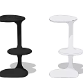 Black Modern Bar Stool With Round Seat And Sleek Base Structure Design 3d model