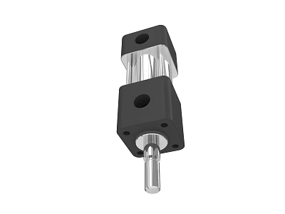 Pneumatic Cylinder Equipment With Black Housing Silver Piston Rod Mounting Holes 3d model