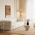 Cream wind double sofa coffee table combination 3d model