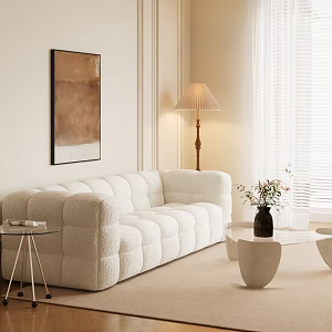 Cream wind double sofa coffee table combination 3d model