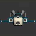 Cute Blue Cartoon Style Toy Airplane With Twin Engines And Red Logos