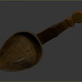 Vintage Handcrafted Wooden Spoon With Intricate Carved Handle And Polished Bowl