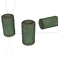 Three Vintage Green Cylindrical Storage Jars As Decorative Household Items