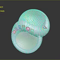 Modern Silver Circular Metal Decorative Object With Shiny Surface Perforated Holes And Striped Design