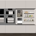 Modern Kitchen Featuring Built In Ovens Coffee Maker Water Dispenser And White Cabinet Storage