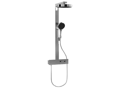 Wall Mounted Modern Chrome Shower System With Overhead Head And Handheld Sprayer 3d model
