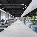 Spacious Modern Fitness Gym Interior With Pool Table Lounge And Workout Equipment