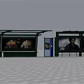 Modern Bus Station Shelter With Large Advertising Billboards And Surfing