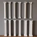 Decorative White Roman Columns In Various Styles Displayed Against Gray Background 3d model