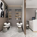 Modern Beauty Hair Salon Interior With Styling Chairs Mirrored Vanities And Marble Floor