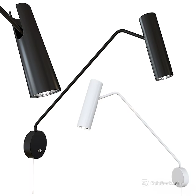 Modern Black And White Wall Lamp Design For Contemporary Home Interior Decor 3d model 