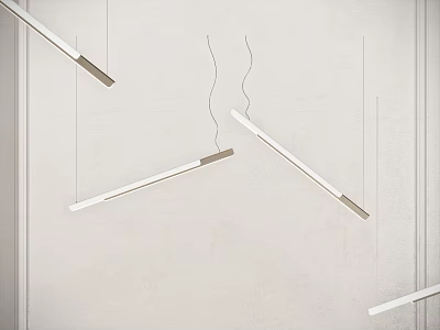 Sleek Modern Linear Pendant Lights With Minimalist Metal And Wood Design For Home Interior 3d model