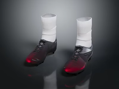 Black and Red Soccer Cleats with White Socks Modern Design for Football Sports 3d model