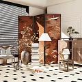 Modern Wooden Entryway Console Cabinet And Side Cabinet With Vase Books And Plant