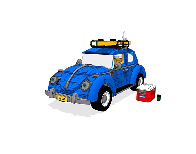 Building Blocks Blue Beetle Car Model With Yellow Roof Rack And Red Toolbox 3d model Building Blocks Blue Beetle Car Model With Yellow Roof Rack And Red Toolbox 3d model