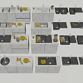 Modern Kitchen Sinks In Various Designs With Faucets For Home Use 3d model