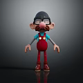 Cartoon Character With Red Overalls Black Helmet Big Nose And Glasses